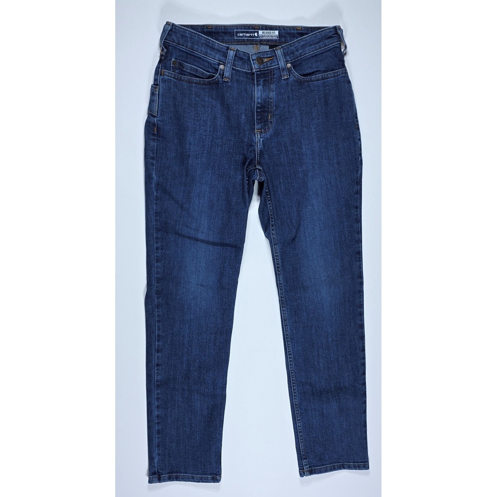 Carhartt Relaxed Fit Jeans Women's 2 Short Dark Wash Denim